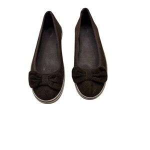 Elle Menno Size 8 Casual Corduroy Bow Flats Fabric Upper Rubber Sole